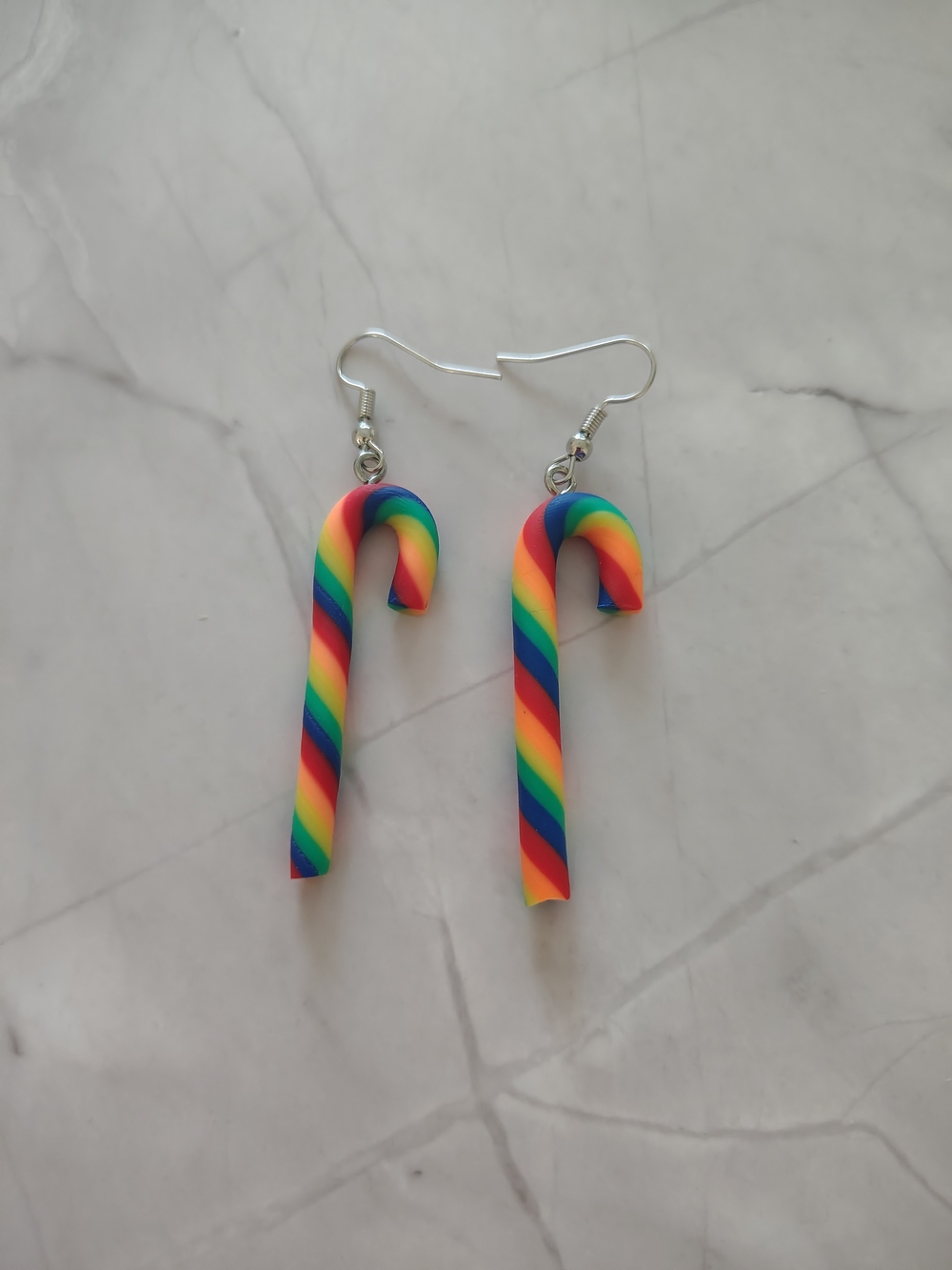 NEW Rainbow Candy Cane Dangle Earrings